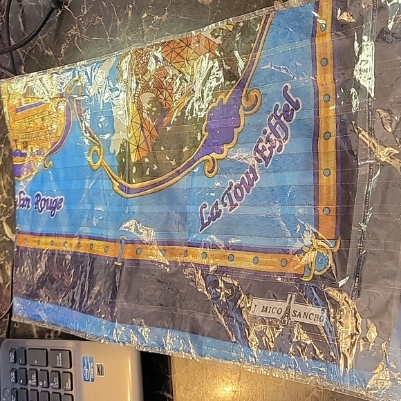 J Mico Sancho Paris France Metro map souvenir Eiffel tower Moulin Rouge 30"scarf - Picture 2 of 9